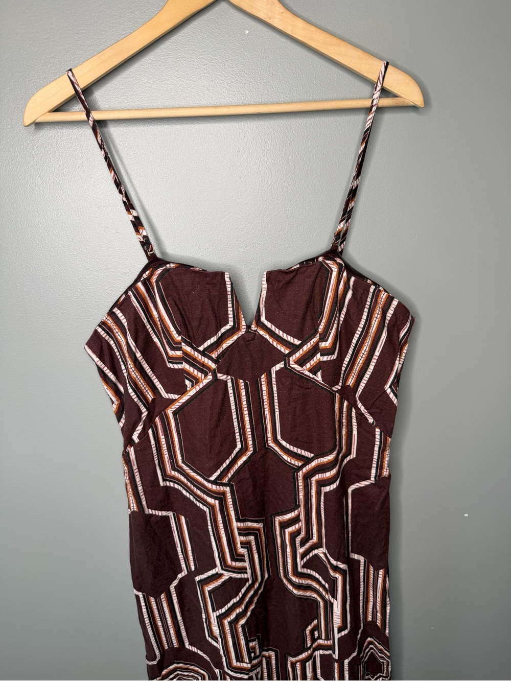 Anthropologie Linen Notched Midi Dress - Picture 5 of 11